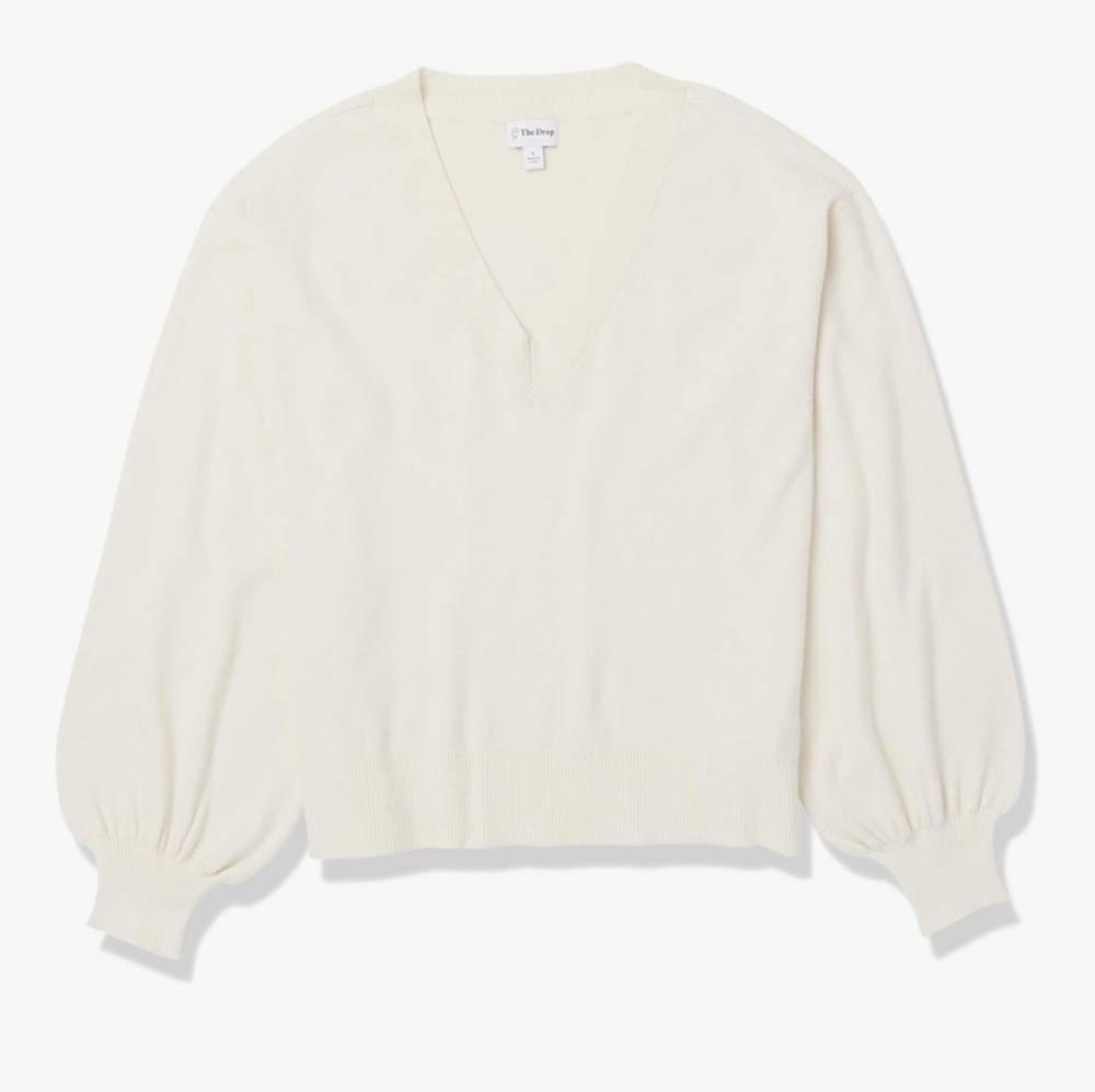 The Drop Women's Mia Bell-Sleeve Deep V-Neck Supersoft Sweater LOT OF TWO Sz M - Picture 4 of 10